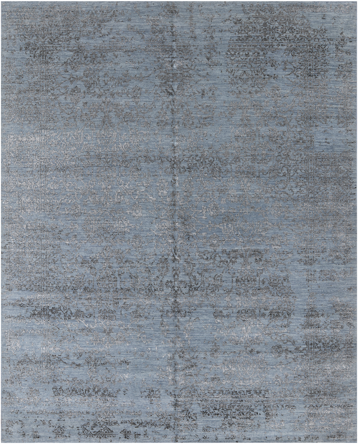 Grey Persian Hand Knotted Wool & Silk Rug - 8' 0" X 10' 0"