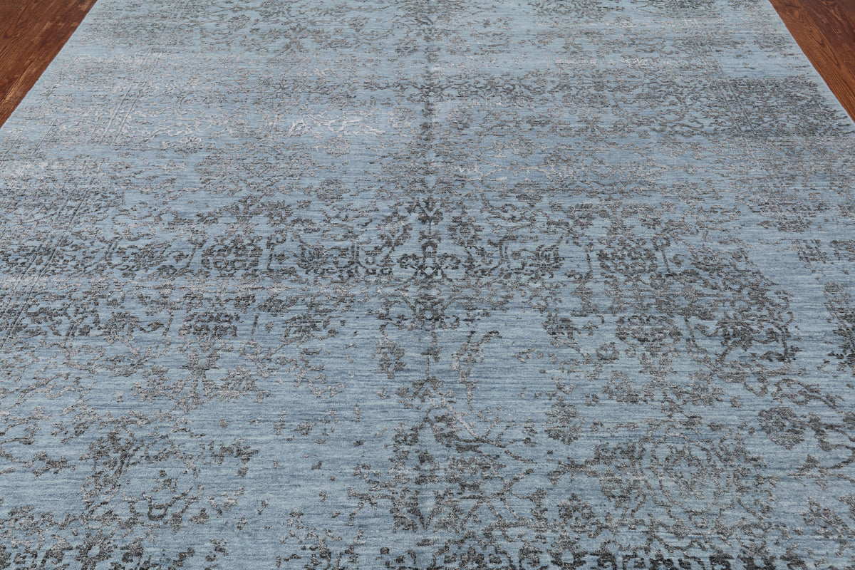 Grey Persian Hand Knotted Wool & Silk Rug - 8' 0" X 10' 0"