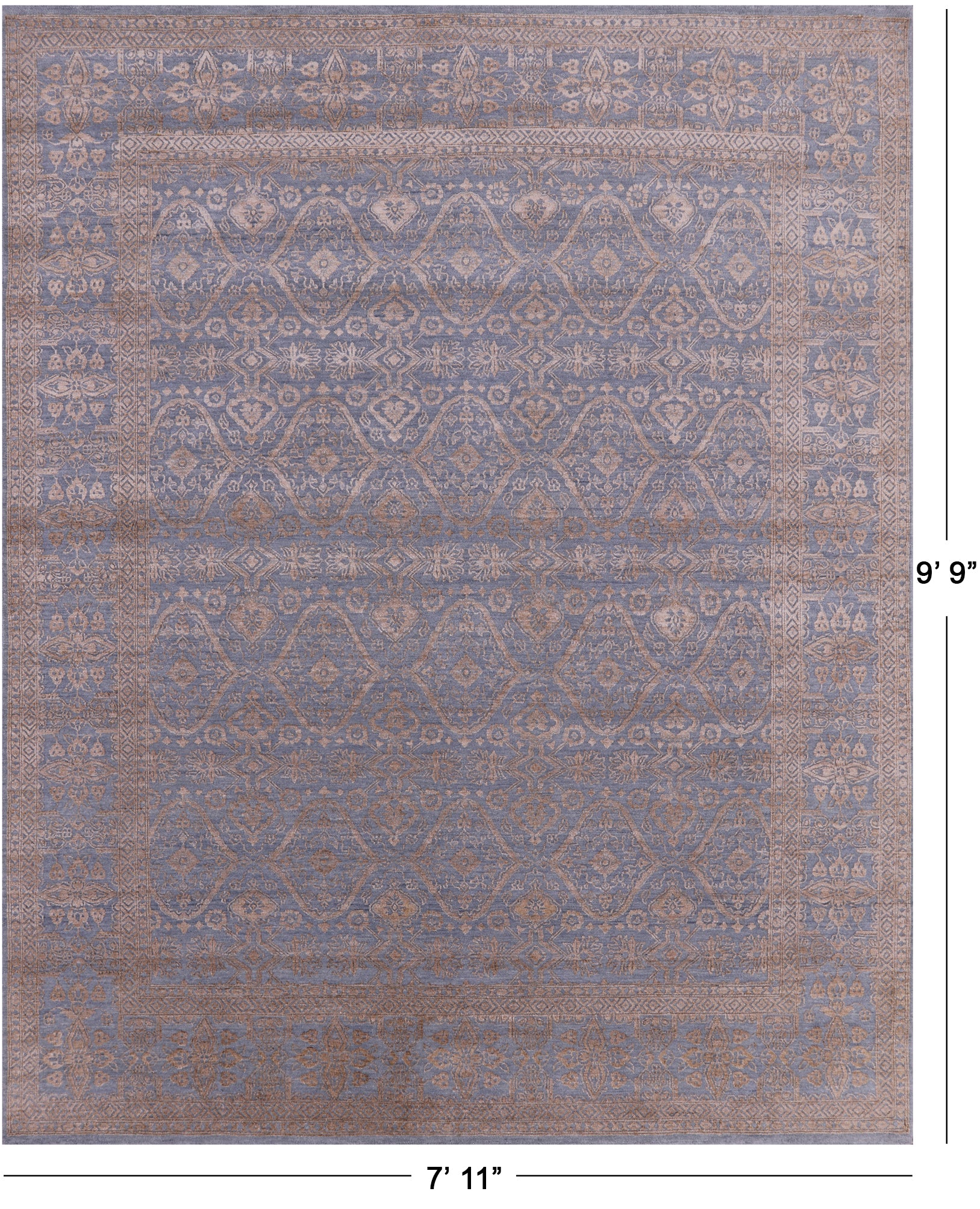 Persian Tabriz Hand Knotted Wool & Silk Rug - 7' 11" X 9' 9" - Golden Nile