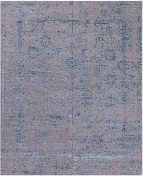 Grey Persian Tabriz Hand Knotted Wool & Silk Rug - 7' 11" X 9' 8"