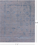 Grey Persian Tabriz Hand Knotted Wool & Silk Rug - 7' 11" X 9' 8"
