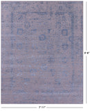 Grey Persian Tabriz Hand Knotted Wool & Silk Rug - 7' 11" X 9' 8" - Golden Nile