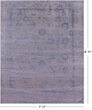 Grey Persian Tabriz Hand Knotted Wool & Silk Rug - 7' 11" X 9' 11" - Golden Nile