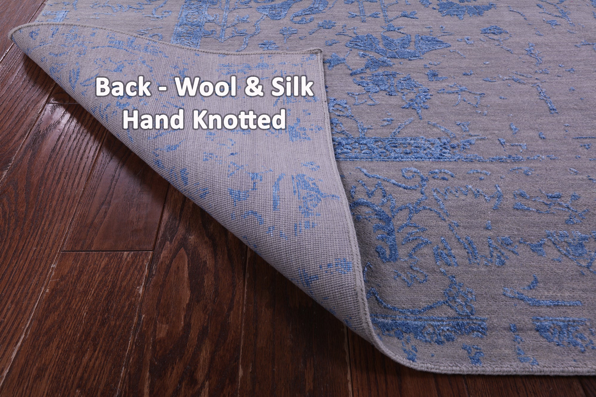 SUPER SALE Grey Persian Hand Knotted Wool & Silk Rug - 8' 0" X 9' 11"