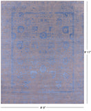 Grey Persian Hand Knotted Wool & Silk Rug - 8' 0" X 9' 11" - Golden Nile