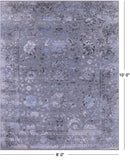 Grey Persian Tabriz Hand Knotted Wool & Silk Rug - 8' 0" X 10' 0" - Golden Nile