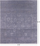 Grey Persian Tabriz Hand Knotted Wool & Silk Rug - 8' 0" X 9' 8" - Golden Nile