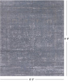Grey Persian Tabriz Hand Knotted Wool & Silk Rug - 8' 0" X 9' 8"