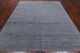 Grey Persian Tabriz Hand Knotted Wool & Silk Rug - 8' 0" X 9' 8"