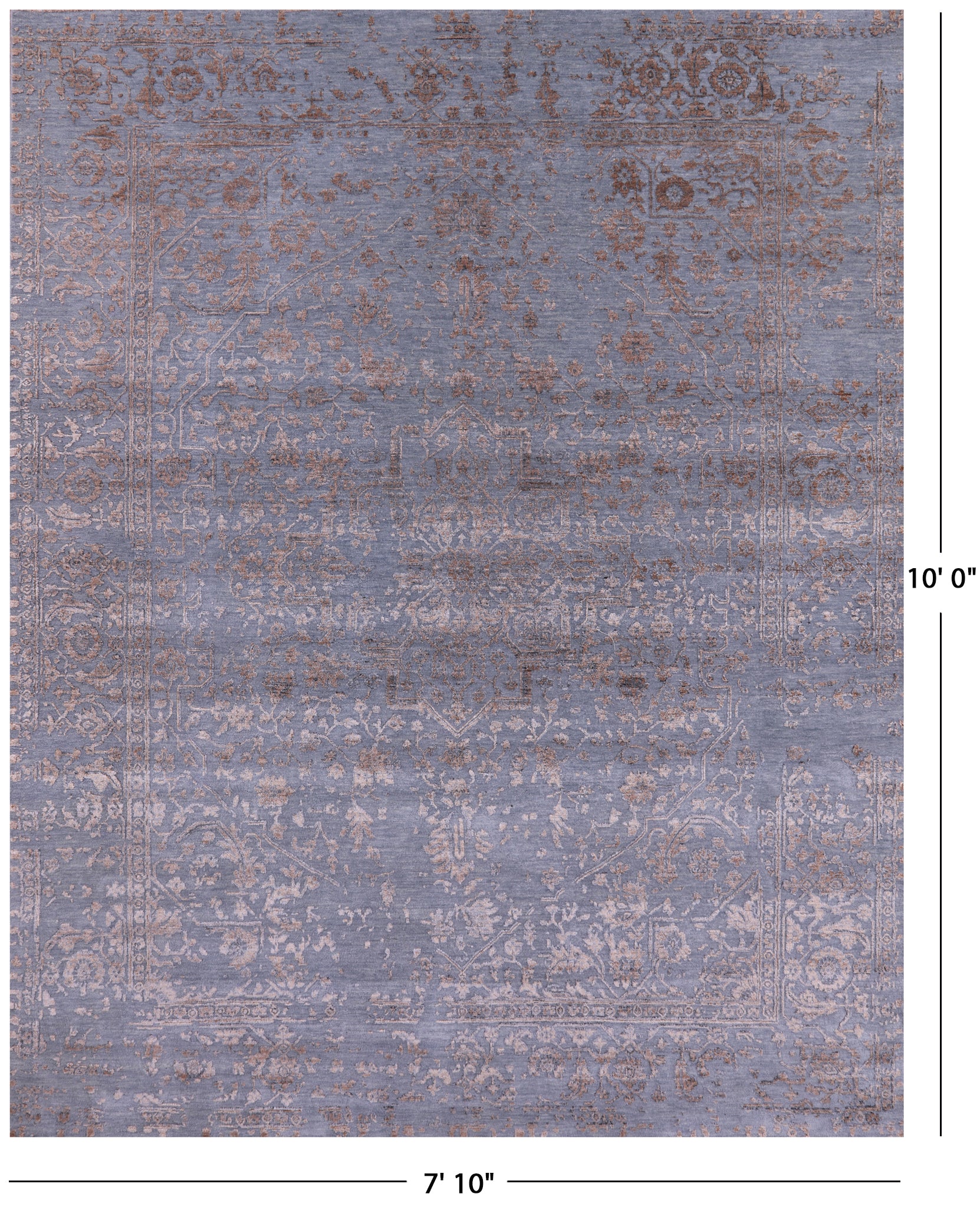 Persian Fine Serapi Hand Knotted Wool & Silk Rug - 7' 10" X 10' 0" - Golden Nile