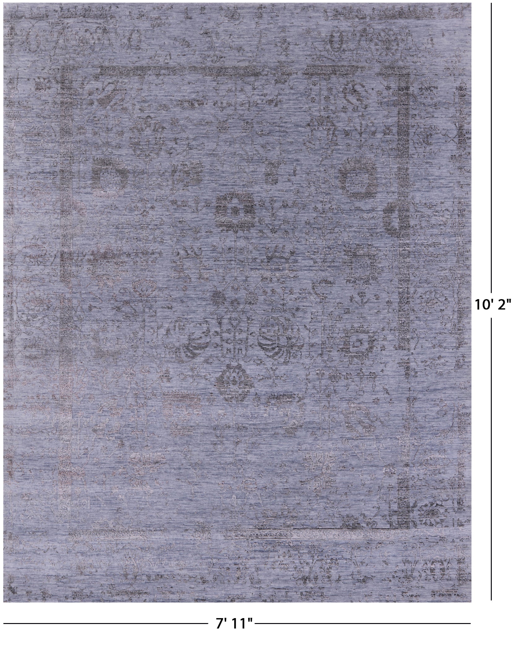 Blue Persian Tabriz Hand Knotted Wool & Silk Rug - 7' 11" X 10' 2" - Golden Nile