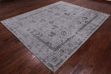 Grey Persian Tabriz Hand Knotted Wool & Silk Rug - 8' 0" X 10' 0"