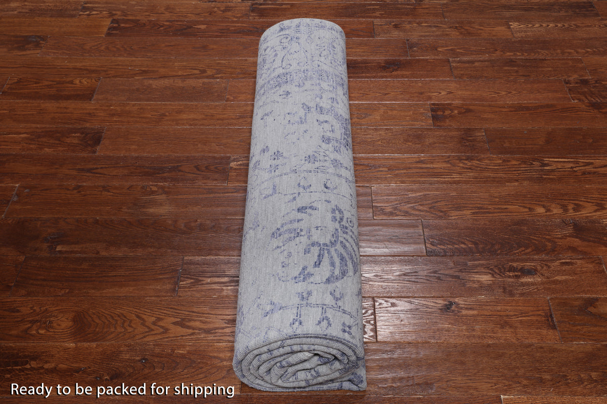 Grey Persian Tabriz Hand Knotted Wool & Silk Rug - 7' 11" X 9' 8"