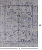Grey Persian Tabriz Hand Knotted Wool & Silk Rug - 7' 11" X 9' 8"