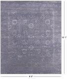 Grey Persian Tabriz Hand Knotted Wool & Silk Rug - 8' 0" X 10' 1" - Golden Nile