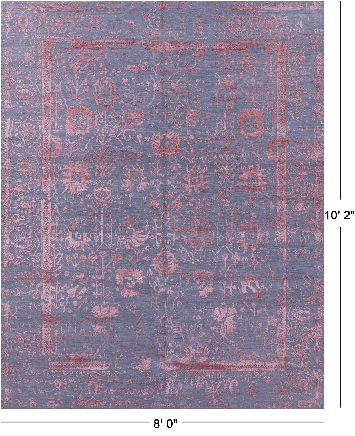 SUPER SALE Grey Persian Tabriz Hand Knotted Wool & Silk Rug - 8' 0" X 10' 2"