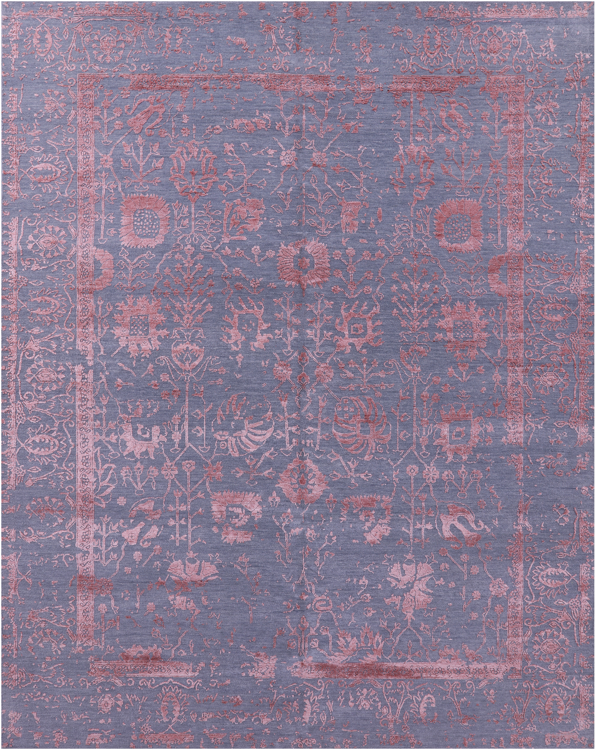 SUPER SALE Grey Persian Tabriz Hand Knotted Wool & Silk Rug - 8' 0" X 10' 2"