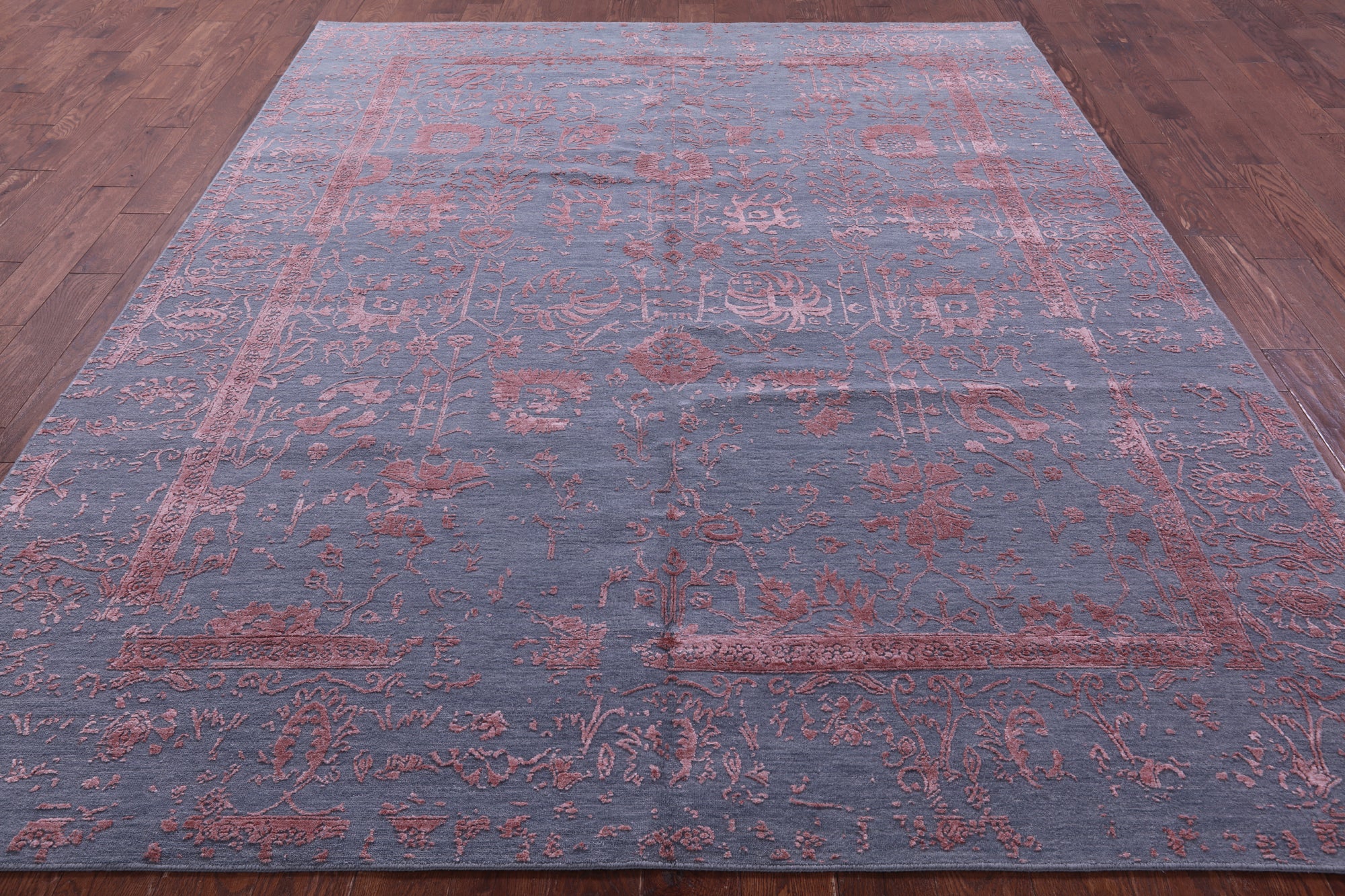 SUPER SALE Grey Persian Tabriz Hand Knotted Wool & Silk Rug - 8' 0" X 10' 2"