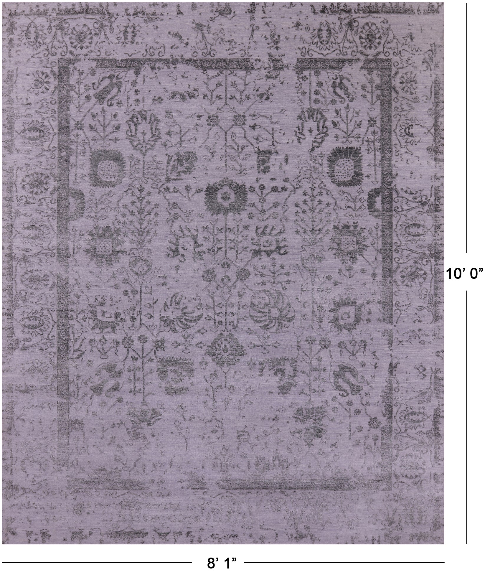 Grey Persian Tabriz Handmade Wool & Silk Rug - 8' 1" X 10' 0" - Golden Nile