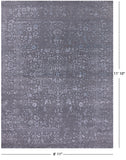 Grey Persian Fine Serapi Hand Knotted Wool & Silk Rug - 8' 11" X 11' 10" - Golden Nile
