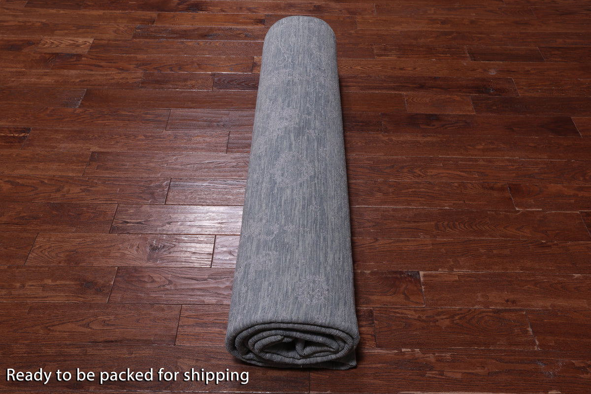 Grey Persian Tabriz Hand Knotted Wool & Silk Rug - 9' 0" X 12' 0"