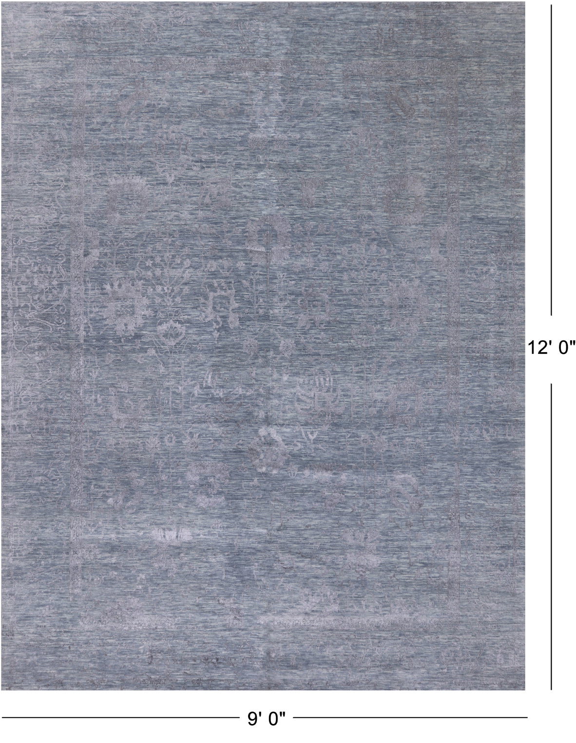 Grey Persian Tabriz Hand Knotted Wool & Silk Rug - 9' 0" X 12' 0"