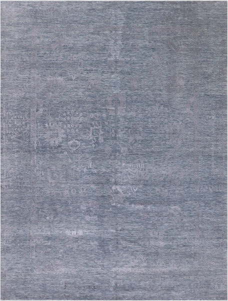 Grey Persian Tabriz Hand Knotted Wool & Silk Rug - 9' 0" X 12' 0"
