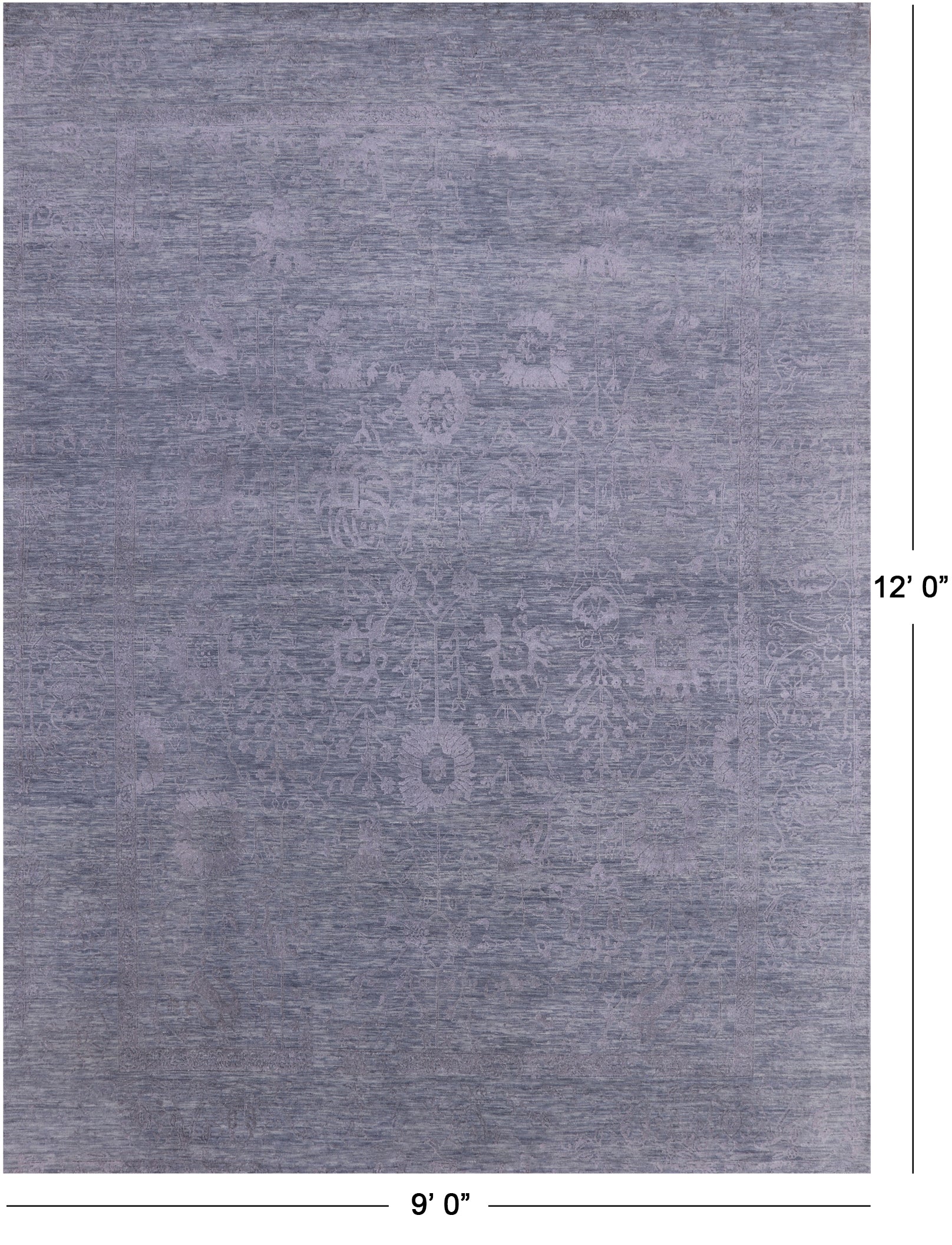 Grey Persian Tabriz Hand Knotted Wool & Silk Rug - 9' 0" X 12' 0" - Golden Nile