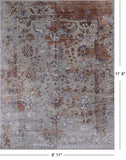 Grey Persian Hand Knotted Wool & Silk Rug - 8' 11" X 11' 8"