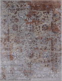 Grey Persian Hand Knotted Wool & Silk Rug - 8' 11" X 11' 8"