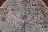 Grey Persian Hand Knotted Wool & Silk Rug - 8' 11" X 11' 8"