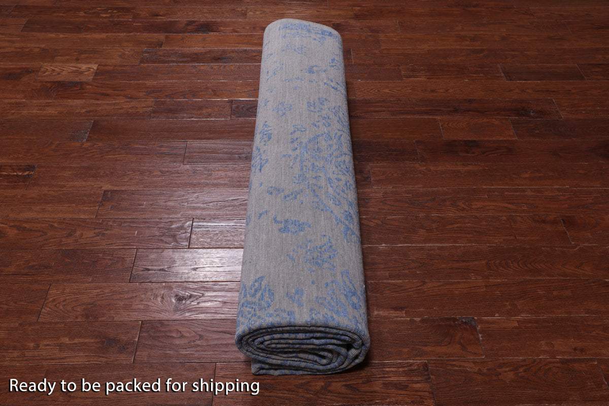 Grey Persian Tabriz Hand Knotted Wool & Silk Rug - 9' 0" X 11' 10"