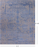 Grey Persian Tabriz Hand Knotted Wool & Silk Rug - 9' 0" X 11' 10"