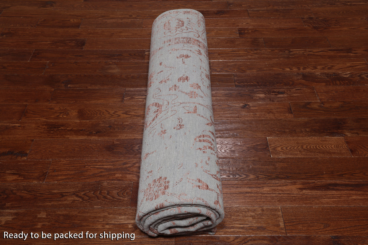 Grey Persian Tabriz Hand Knotted Wool & Silk Rug - 9' 0" X 12' 0"