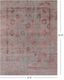 Grey Persian Tabriz Hand Knotted Wool & Silk Rug - 9' 0" X 12' 0"