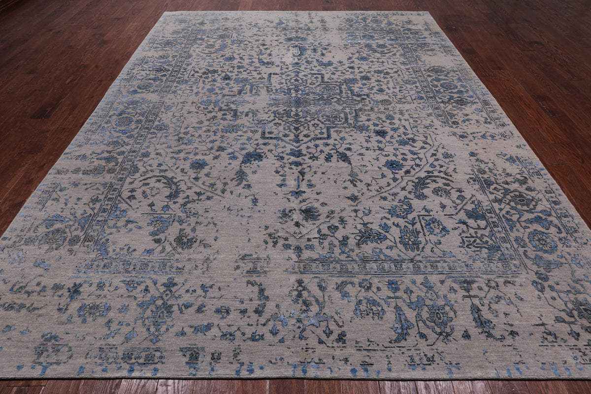 Persian Fine Serapi Handmade Wool & Silk Rug - 9' 1" X 12' 0"