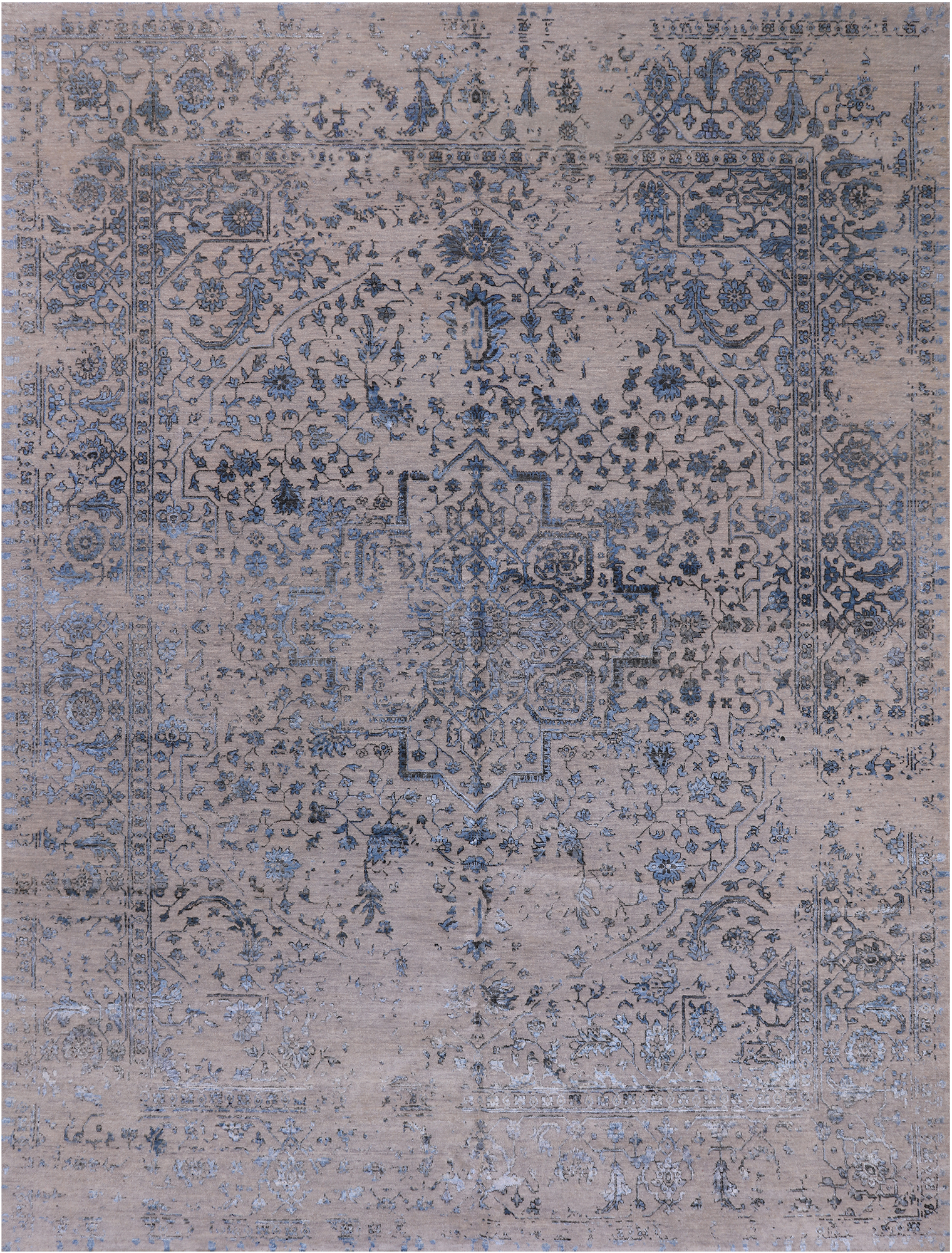 Persian Fine Serapi Handmade Wool & Silk Rug - 9' 1" X 12' 0"