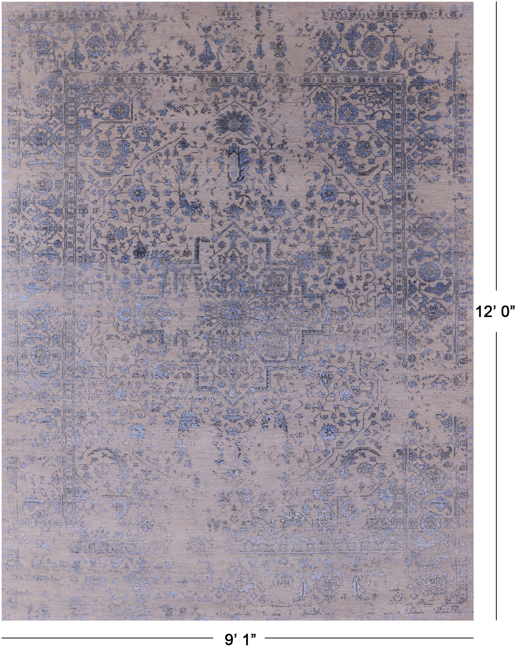 Persian Fine Serapi Handmade Wool & Silk Rug - 9' 1" X 12' 0" - Golden Nile