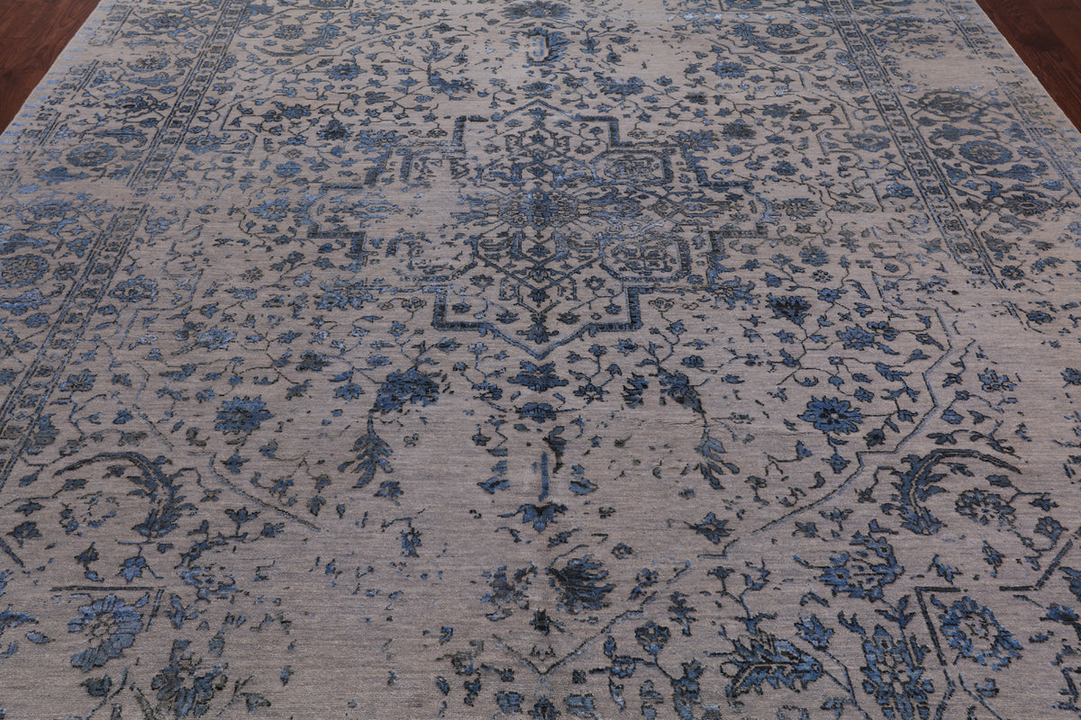 Persian Fine Serapi Handmade Wool & Silk Rug - 9' 1" X 12' 0"