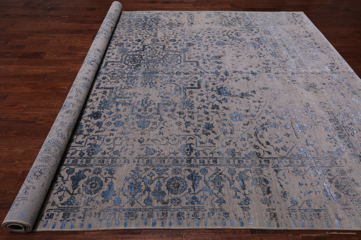 Persian Fine Serapi Handmade Wool & Silk Rug - 9' 1" X 12' 0"