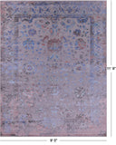 Grey Persian Tabriz Handmade Wool & Silk Rug - 9' 0" X 11' 9" - Golden Nile