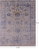 Ivory Persian Tabriz Hand Knotted Wool Rug - 8' 10" X 11' 8" - Golden Nile