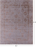 Grey Persian Tabriz Hand Knotted Wool & Silk Rug - 9' 2" X 11' 9" - Golden Nile