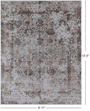 Grey Persian Tabriz Hand Knotted Wool & Silk Rug - 8' 11" X 12' 0"