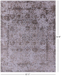 Grey Persian Tabriz Hand Knotted Wool & Silk Rug - 8' 11" X 12' 0" - Golden Nile