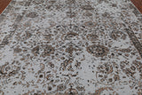 Grey Persian Tabriz Hand Knotted Wool & Silk Rug - 8' 11" X 12' 0"