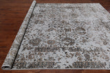 Grey Persian Tabriz Hand Knotted Wool & Silk Rug - 8' 11" X 12' 0"