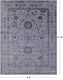 Grey Persian Tabriz Handmade Wool & Silk Rug - 9' 0" X 11' 10" - Golden Nile