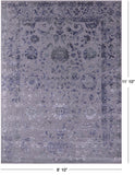 Grey Persian Tabriz Hand Knotted Wool & Silk Rug - 8' 10" X 11' 10" - Golden Nile