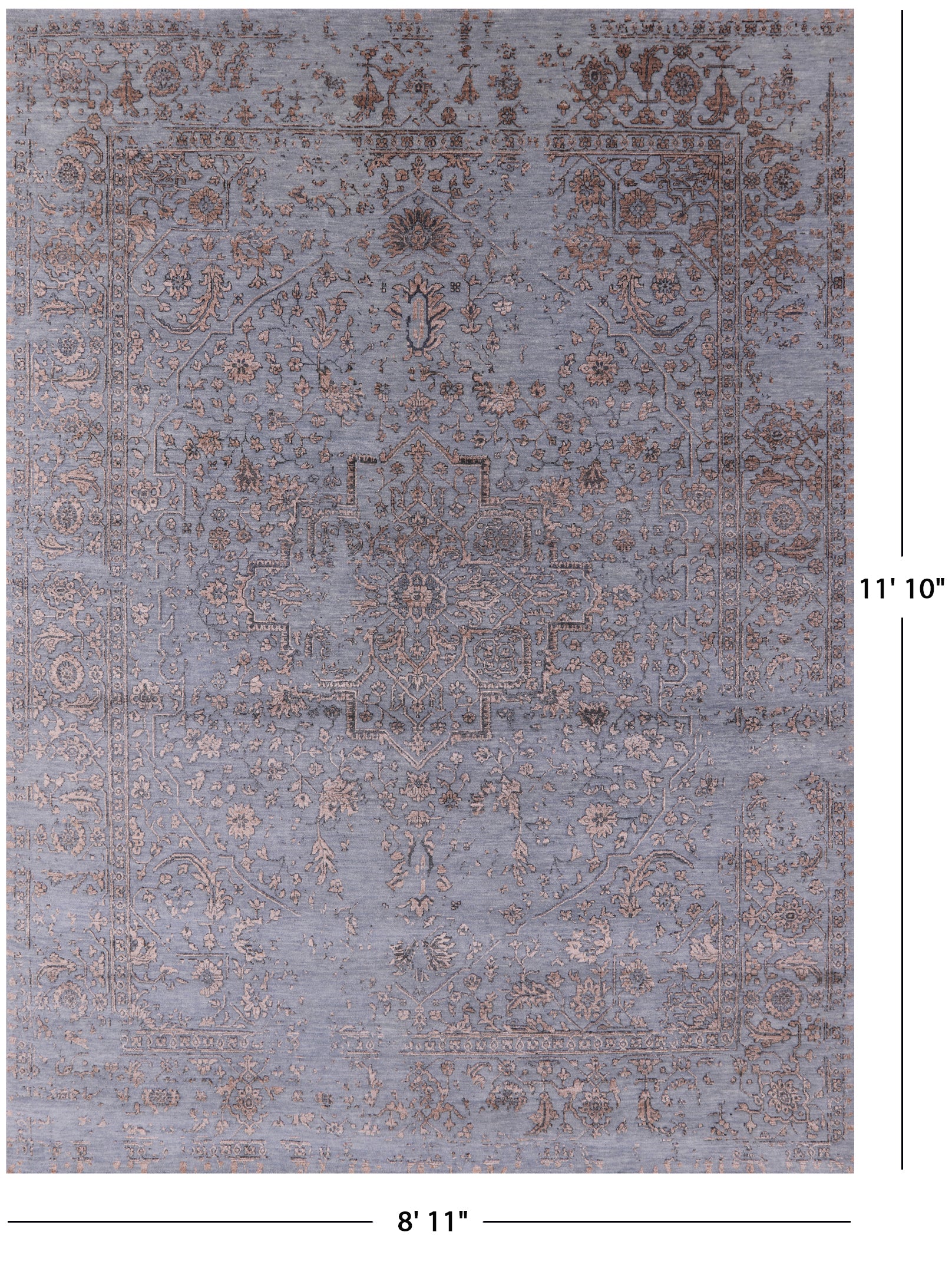 Persian Fine Serapi Hand Knotted Wool & Silk Rug - 8' 11" X 11' 10" - Golden Nile